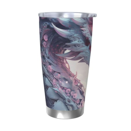 

Bingfone Dragon1 for 20 Oz Stainless Steel Travel Mug Double Wall Water Coffee Cup for Home Office Outdoor Works Great for Ice Drinks and Hot Beverage-Without Straw