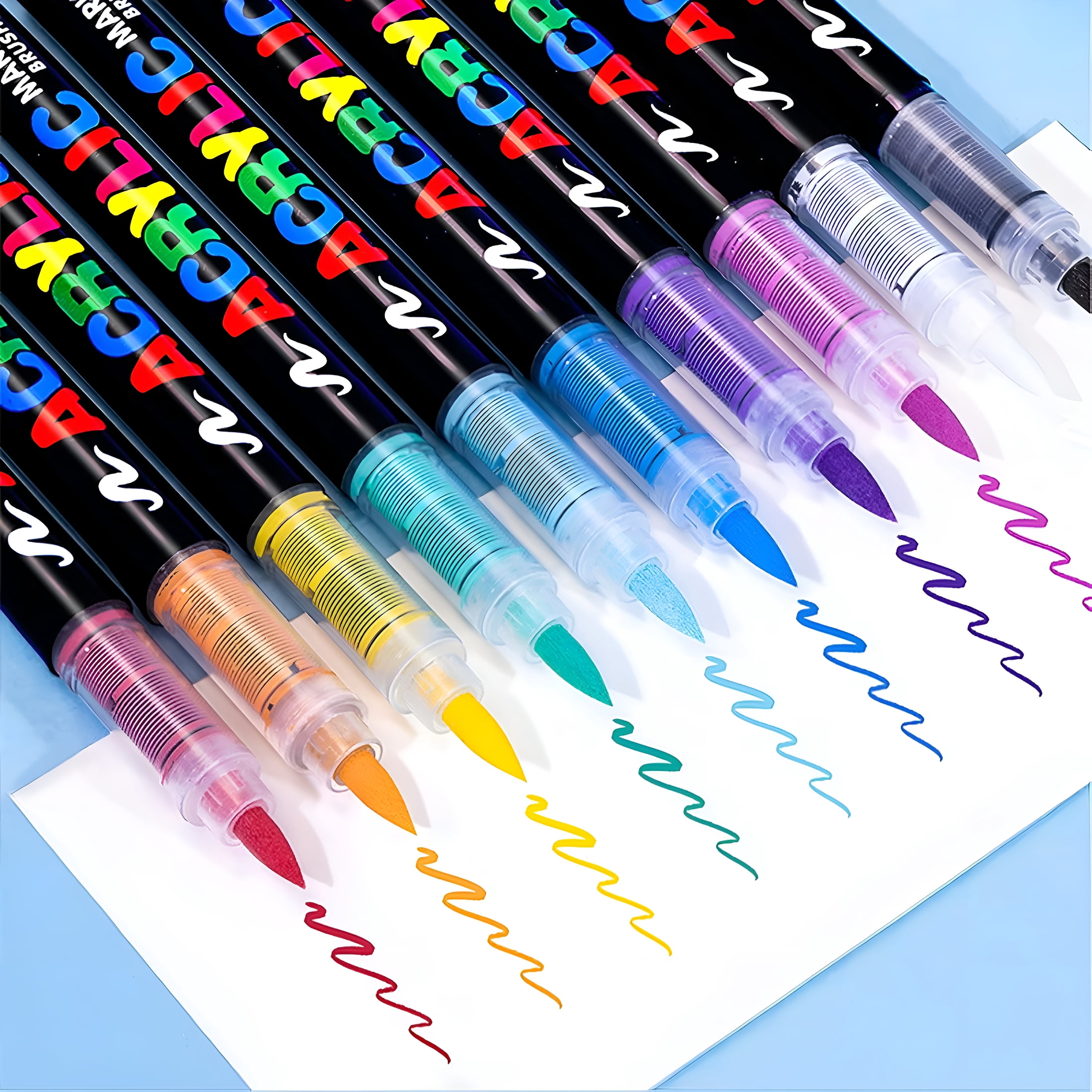 CCOCC Acrylic Markers for Coloring Books,Straight Liquid Acrylic Marker,Acrylic Brush Markers for Adult Coloring,Acrylic Paint Markers Pen Brush Dual Tip (48 color)