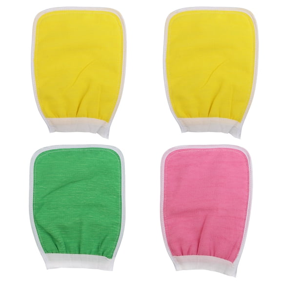 FELTECHELECTR 4 guantes exfoliantes corporales de spa para eliminar células muertas de la piel, de doble cara, para limpieza profunda, para hombres y mujeres.