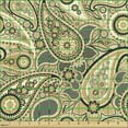 thumbnail image 2 of Ambesonne Paisley Fabric by the Yard Upholstery, Flowers Stripes, 1 Yard, Brown Black and White, 2 of 5