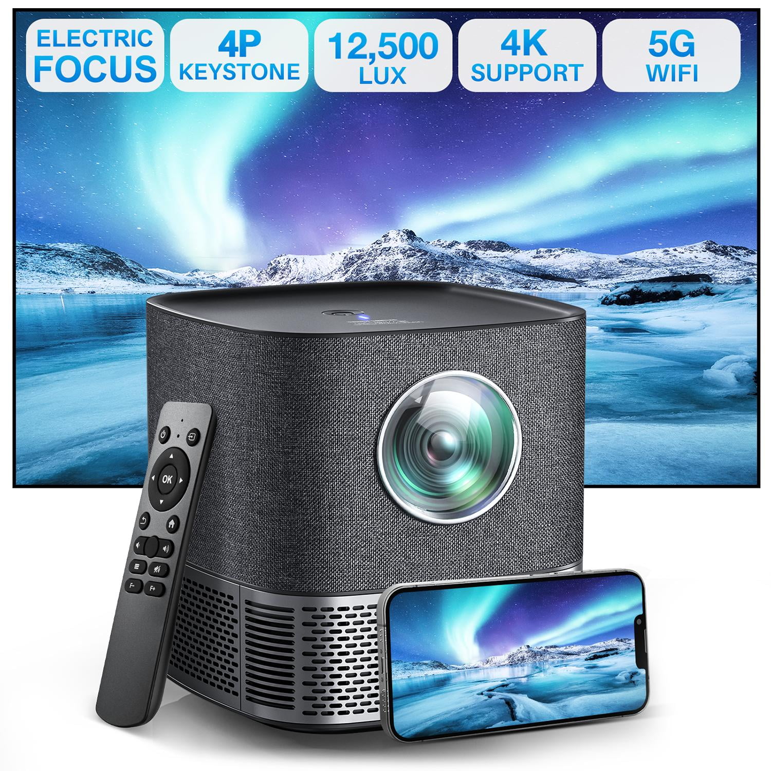 Mini Projector 1080P Portable Projector, Compatible with iOS/Android/ Windows/TV/USB, Black