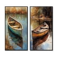 thumbnail image 2 of Designart "Serenity on the Lake Dinghy Resting I" Lakehouse Framed Wall Art Set Of 2 - Lake House Blue Framed Canvas Set For Living Room Decor, 2 of 6