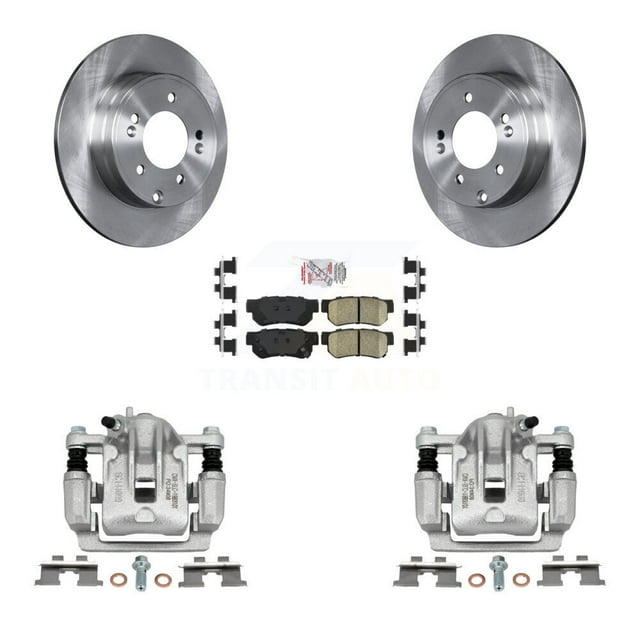 Transit Auto Rear Disc Brake Caliper Rotors and Ceramic Pads Kit for Car 2006 Hyundai Sonata 3.3L To 03 06 KC8-100930N