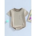 thumbnail image 2 of Baby Toddler Girls Boys Romper,3 6 12 18 24 Months Short Sleeve Crew Neck Solid Summer Bodysuit for Casual Daily, 2 of 7