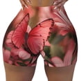 thumbnail image 2 of Daiia Pink Butterfly Pattern Women's Workout Shorts Biker Shorts - High Waisted Workout Spandex Tummy Control Gym Running Yoga Shorts-Medium, 2 of 8