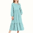 thumbnail image 2 of SERTG Girls Fashion Print Long Sleeve Round Neck Dress with Pockets Kids Spring Summer Casual Everyday Outfit Skirts(Light Blue,6-7 Years), 2 of 6