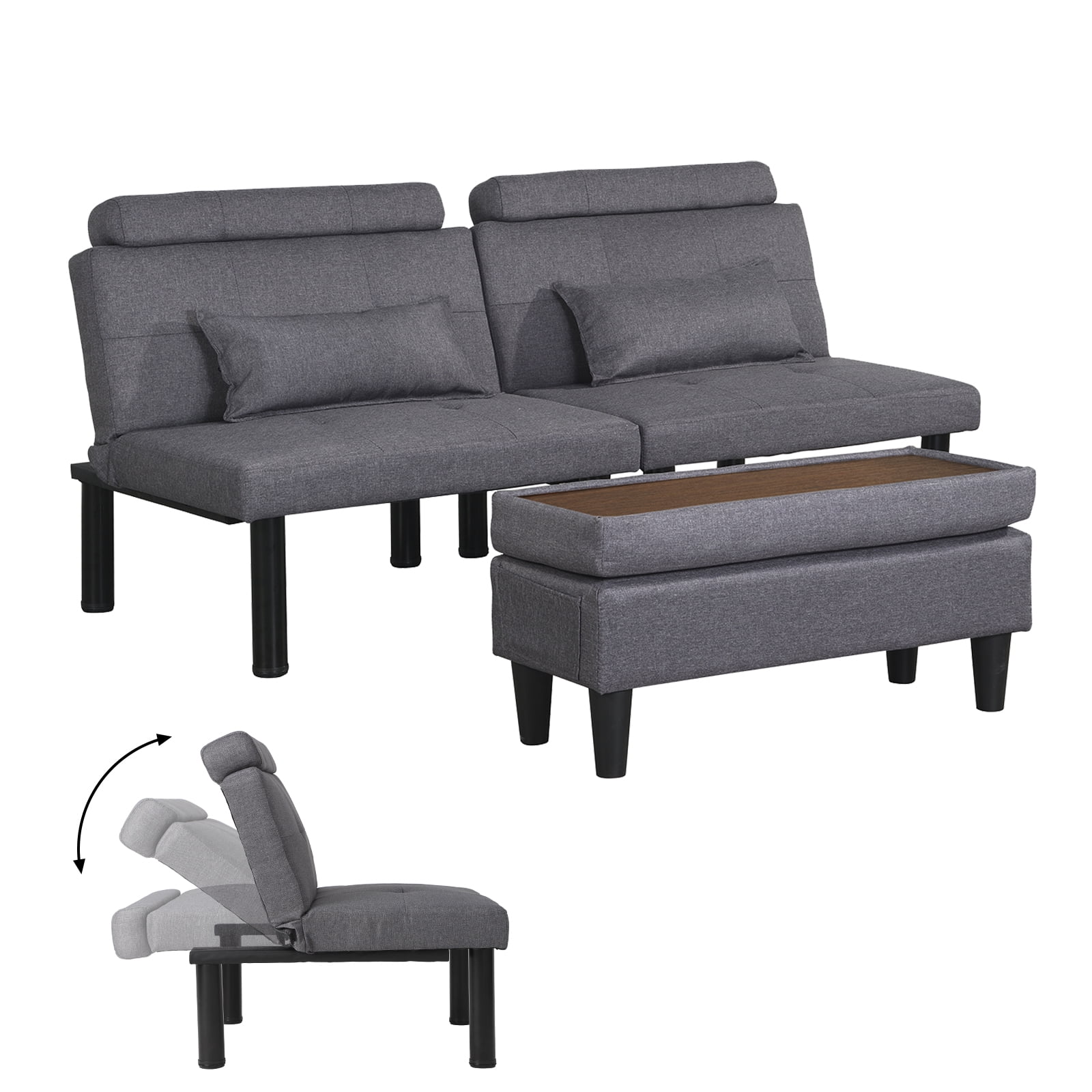 IPKIG Linen Fabric Convertible Sleeper Sofa Bed Futon Sofa Couch with