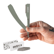 Professional Straight Razor - Ultra Exposed Straight Razor Kit with 10 Derby Premium Blades, 2mm Exposed (Dynasty)