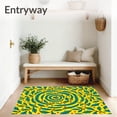 thumbnail image 3 of ODIKA 2'x3' Machine Washable Non-Slip Area Rug, Festive Holly Leaf Spiral Mosaic Design Foam High Traffic Rug with Pad, Yellow, 503357, 3 of 8