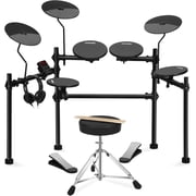 AODSK AED-100 Electronic Drum Set, Suitable for Beginners Aged 12 and Above, Including 4 Silent Cymbals, 200 Different Tones, 2 Foot Pedals, and Drum Chairs