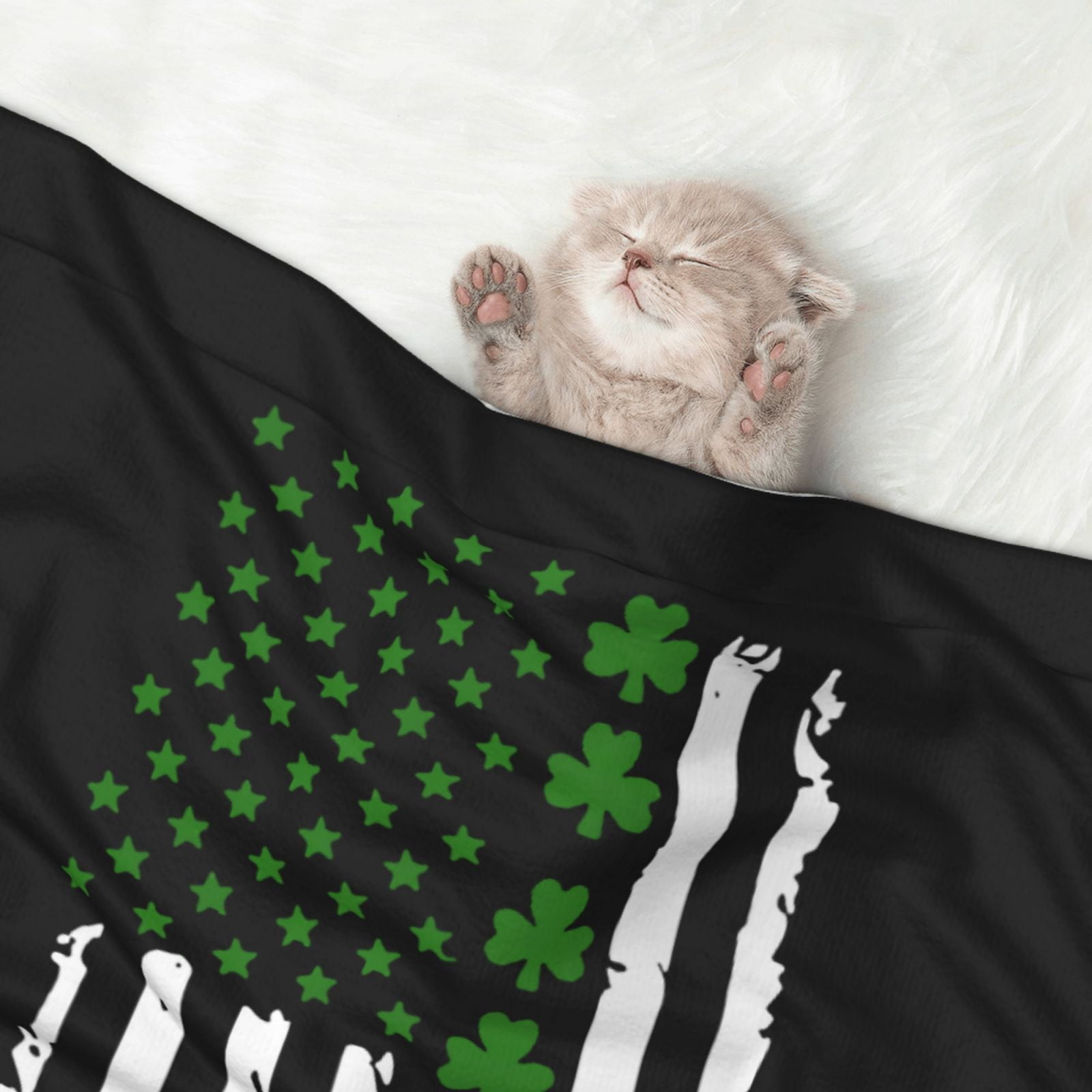 Flannel Throw Dog Blanket St. Patrick'S Day Big Irish America Flag Soft Warm Print Pet Blankets for Small Dog Cat Puppy