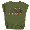 thumbnail image 4 of 1st Grade Floral Shirt for Girls Cute Back to School Flower Graphic Tee for Kids Military Green Shirt Youth Medium, 4 of 5