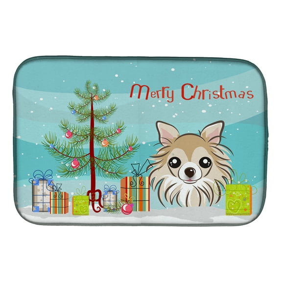Christmas Tree and Chihuahua Dish Drying Mat