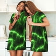 thumbnail image 4 of Sikiie Green Lightning Print Women's Short-sleeved Nightdress, Round Neck Pullover Nightdress Pajamas Summer Home Wear, 4 of 6