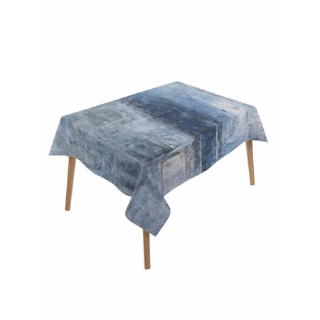 Blue Abstract Table Cloth 52x70 Inch Rectangle Vintage Graffiti Mottled Texture Waterproof Tablecloth Washable Table Cover for Party Picnic Dinner Decor