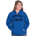 thumbnail image 4 of Mermaid Off Duty Cute Beach Lovers Zip Hoodie Sweatshirt Women Brisco Brands L, 4 of 6