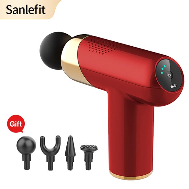 Pistola de masaje Sanlefit Cool LED Light Pistola de percusión Masajeador Tejido profundo Músculo Cuello Relajación de cuerpo y espalda Tan Jianjun unisex