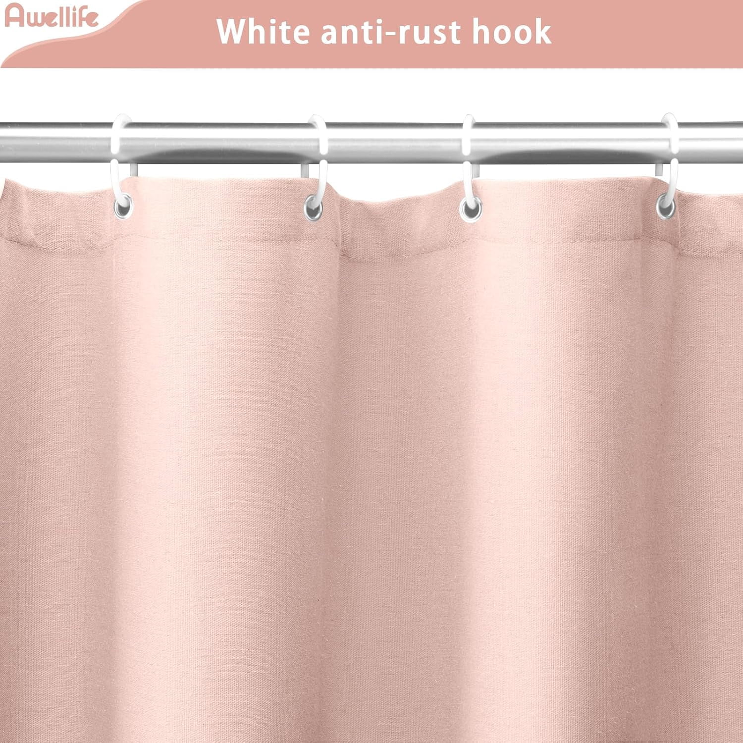 CAILDANL Linen Shower Curtain Beige Boho Farmhouse Shower Curtains for Bathroom Natural Cloth Cotton Fabric Liner Cream 72 x 72 Inch Modern