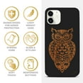 thumbnail image 4 of Case Yard Wooden Case for iPhone-12-Mini Soft TPU Silicone cover Slim Fit Shockproof Wood Protective Phone Cover for Girls Boys Men and Women Supports Wireless Charging Owl 3 Design, 4 of 7