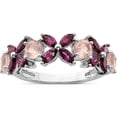 thumbnail image 1 of Sterling Silver Rhodium-Plated Rose Quartz & Rhodolite Ring (Size 6) Made In Thailand qr7038-6, 1 of 5