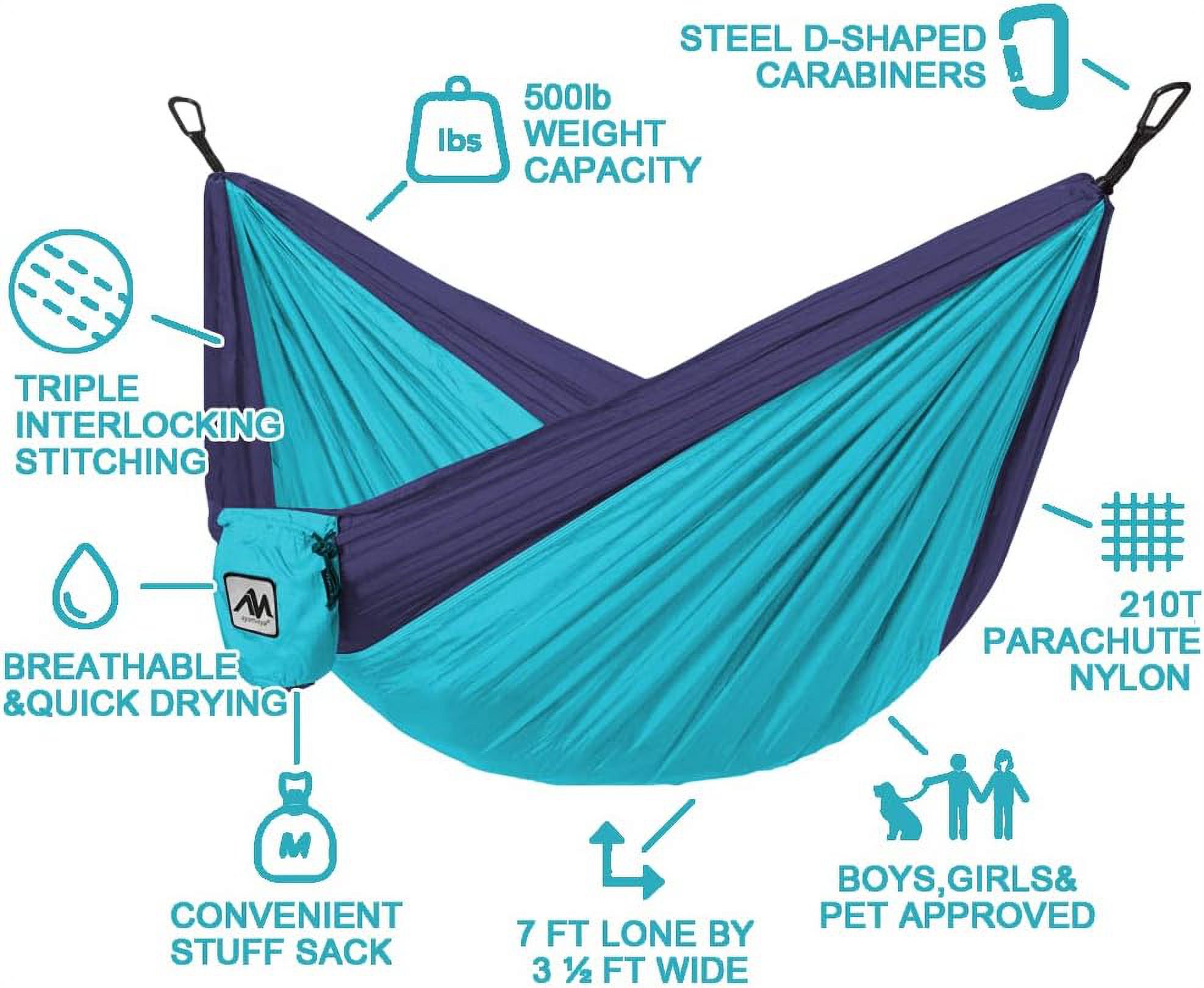 AyamayaKids Camping Hammocks, Small Camping Hammock for Boys Girls, Heavy Duty Durable Outdoor Hammocks Support 500Lbs