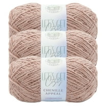 Lion Brand Yarn Chenille Appeal Stucco Chenille Medium Polyester Brown Yarn 3-Pack