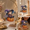 thumbnail image 5 of Lilixerw Halloween Diamond Art Hanging Ornament Decoration, Witch On Broom Pumpkin Pattern Wall Hanging Sign with Chain, for Door, Porch and Wall Display, 8 inch, 5 of 7