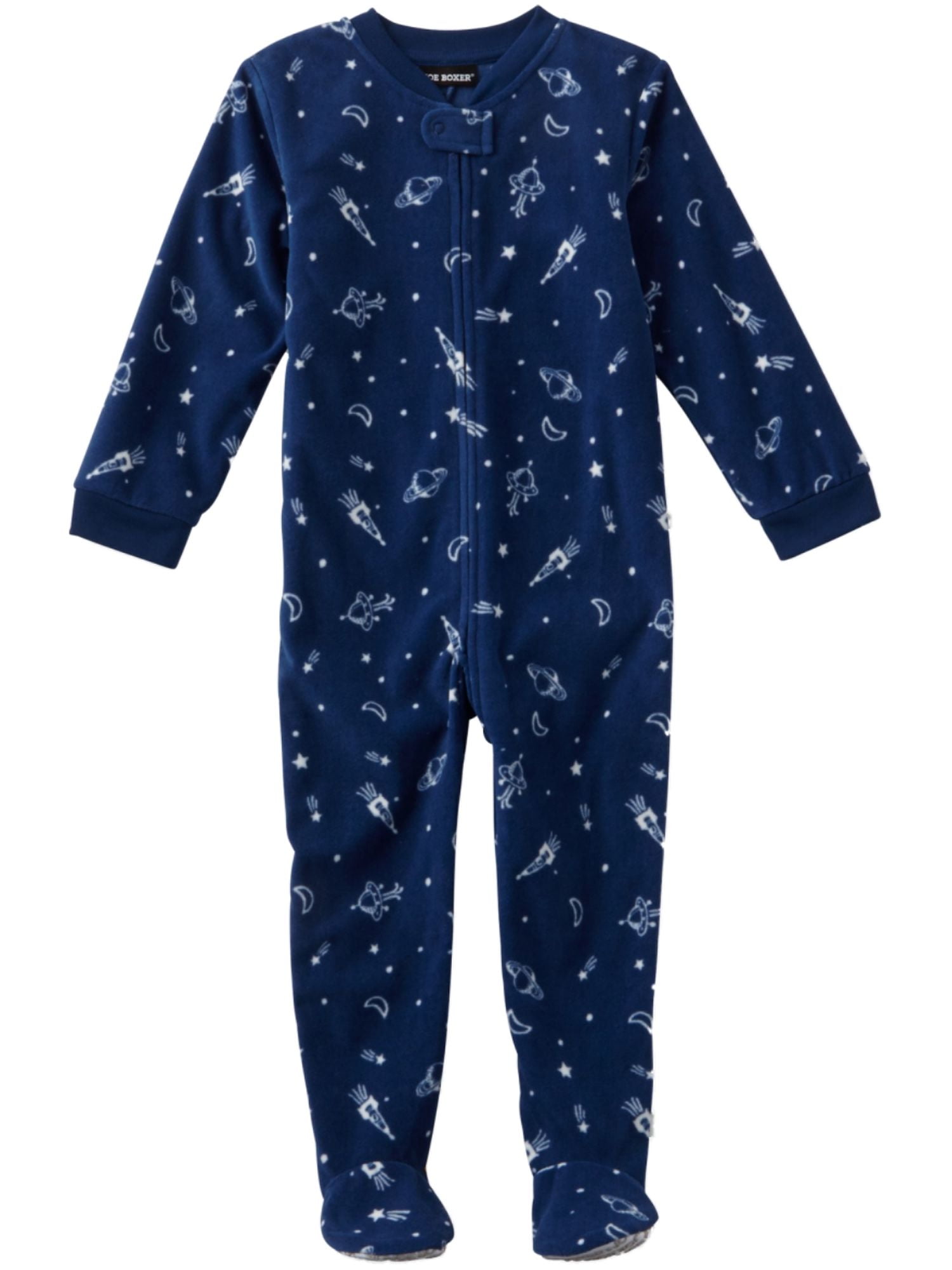 Joe Boxer Boys Blue Fleece & Outer Space Themed Footie Sleeper