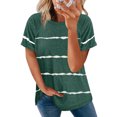 thumbnail image 4 of Camiseta de algodón a rayas para mujer, camiseta de manga corta con cuello redondo, Tops holgados informales, ropa de calle para mujer 2022, 4 of 4