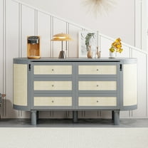 Bed Frame Full Murphy Bed with Hidden Storage & Modern Woven Design,Gray