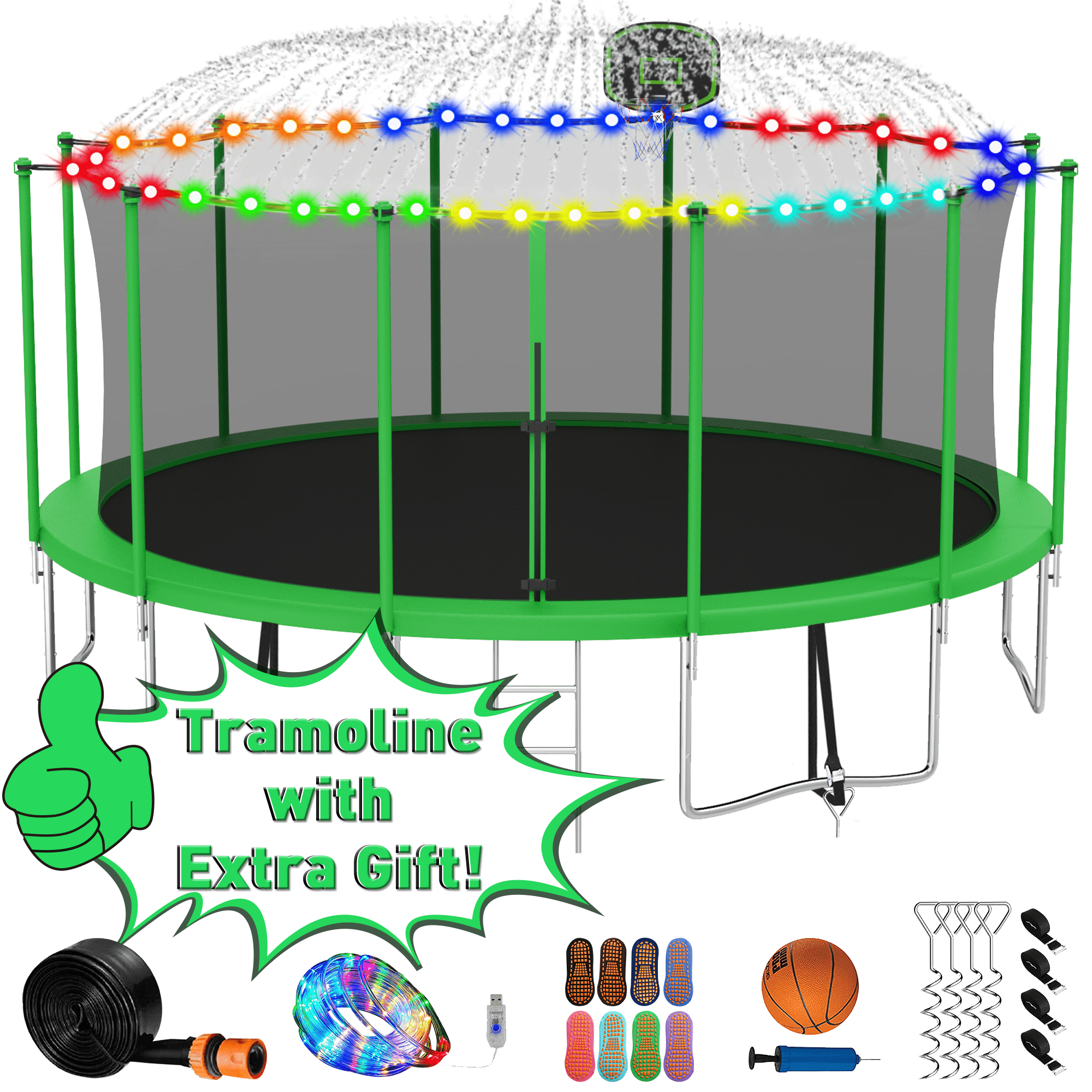 Kumix Trampoline with Enclosure Net for Kids Adults, 1500LBS 15FT