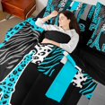 thumbnail image 4 of Homewish Fashion Eiffel Tower Teens Twin Bedding Sets 7-Piece, Modern Zebra Cheetah Print Bedding Comforter Set, Chic Cyan Polkadots Reversible Sheet Sets, Lightweight Room Decor, 4 of 7