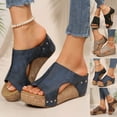 thumbnail image 1 of Chaussons d'Été en Cuir Plateforme Compensée Tempérament Antidérapants Plage Sandales Femmes Marron 38, 1 of 9