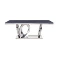 thumbnail image 3 of Benzara BM261722 Dining Table with Circular Metal Accent Base, Gray, 3 of 5
