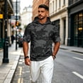 thumbnail image 5 of UDAUDU Men's Short Sleeve Hoodie Camo Lightweight Breathable Short Sleeve Hoodies Pullover Gym Workout Fall Fashion Tops Black XL, 5 of 9