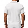 thumbnail image 6 of Telankuip Checkered Pattern Polo Shirts for Men Summer Breathable Casual Work Top with Classic Collar Solid Color Loose Comfy for Business Leisure Wear White XL, 6 of 7