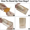 thumbnail image 5 of LoonWear Kraft Paper Zipper Pouches,Kraft Stand Up Zip Lock Pouch Bags,100PCS Resealable Bag with Transparent Window and Tear Notch Resealable Bag for Small Business HomeUse, 5 of 5