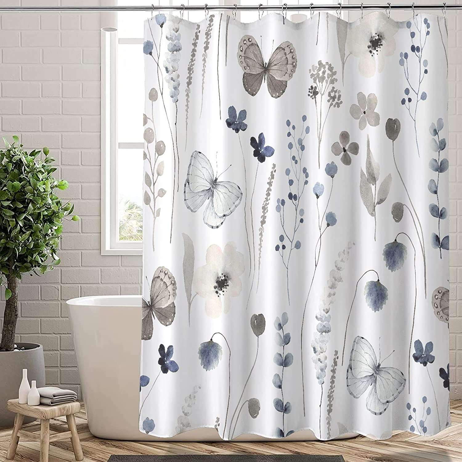 Extra Long Shower Curtain 72x84 inch Length, Aesthetic Watercolor Tan