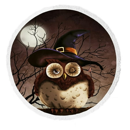 gckg happy festival beach towel halloween owl under the full moon beach towel beach blanket