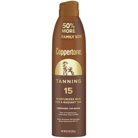 Coppertone Tanning Sunscreen Spray, SPF 15 Sunscreen, 8.3 oz