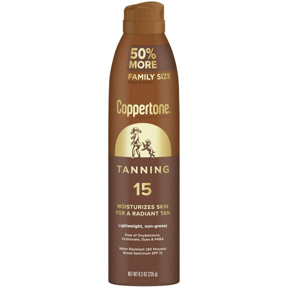 Coppertone Tanning Sunscreen Spray, SPF 15 Sunscreen, 8.3 oz