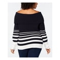 thumbnail image 2 of Tommy Hilfiger Womens Plus Striped Off-the-Shoulder Pullover Sweater Navy 3X, 2 of 2