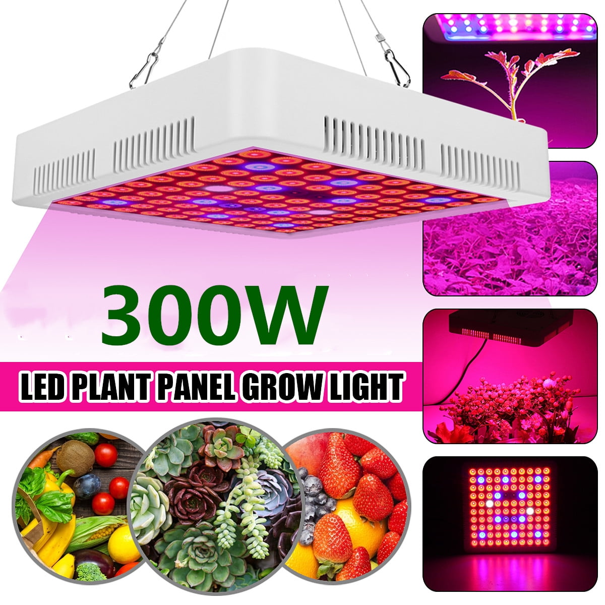 iPower 300W 100 LEDs Grow Light Full Spectrum Veg Flower Indoor Plant Lamp Panel 