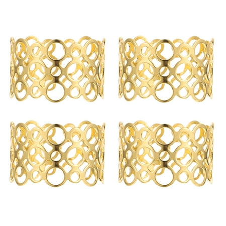 

4Pcs Delicate Table Napkin Buckles Hollow out Hotel Napkin Rings (Golden)