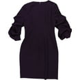 thumbnail image 2 of DKNY Womens Ruched Sleeve Sheath Dress, Purple, 6, 2 of 2
