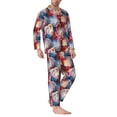 thumbnail image 2 of Fuzoiu Hawaiian Style Print Men's Long-Sleeved Pajama,Lounge Button Down Nightwear,Mens Notch Collar Pajama Set -Large, 2 of 7