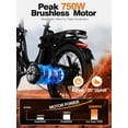 thumbnail image 4 of ESKUTE D200 Electric Bike for Adults 750W Peak Motor 20 Mph, Folding 20x3 Inch Fat Tire E‑Bike, 48V 10.4Ah Up to 55 Miles, with 7‑Speed Step‑Through Cargo Fold E Bicycle, NFC Unlock Gray, UL2849, 4 of 8