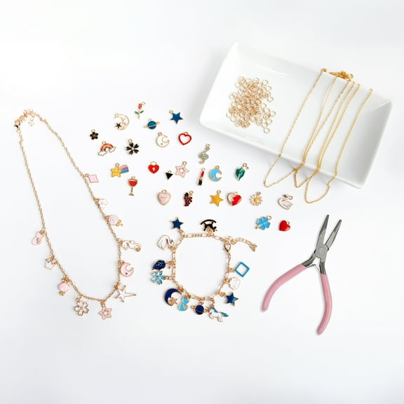 Cousin DIY Charm Jewelry Making Kit - Makes 1 Bracelet & 5 Necklaces, 200 pieces
