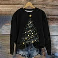 thumbnail image 2 of Plus Size Christmas Outfits Womens Xmas Tree Printed Sweatshirt Crewneck Long Sleeve Loose Tops Festive Clothes (M, Black), 2 of 4