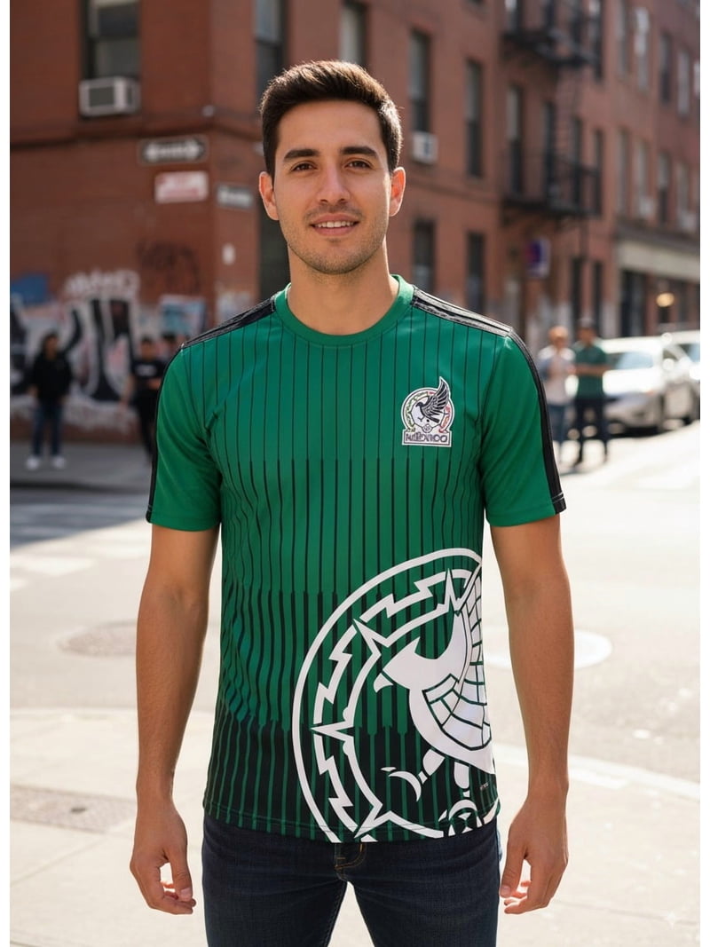Icon Sports Mexico Green Striped Jersey, 100% Polyester, YS-XXL, 1